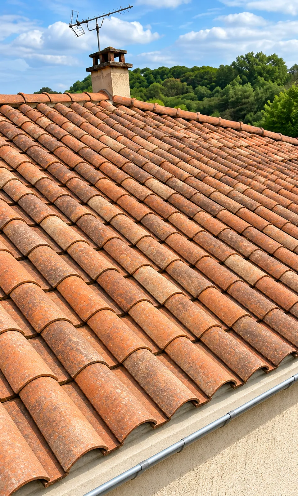 Démoussage de toiture en tuiles, après les travaux